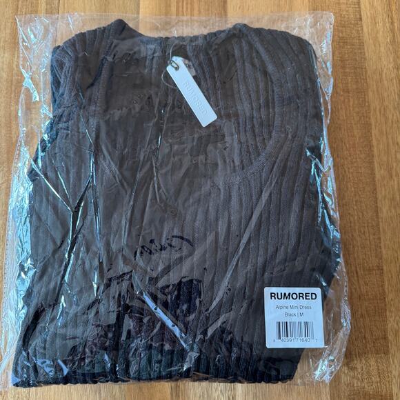 Rumored Ribbed Mini Sweater Dress size medium black - Picture 14 of 14